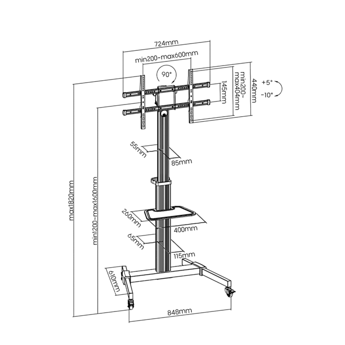 Підлогова підставка для телевізора OfficePro TVS455