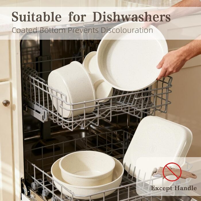 Набір посуду RIOVARM з індукційним дном: каструлі, сковороди та соусники з керамічним антипригарним покриттям, кухонні аксесуари, необхідні для приготування їжі