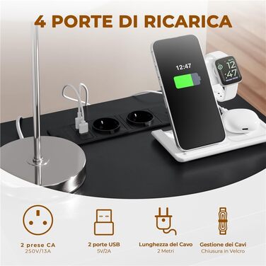 Нічний столик Yaheetech з 3 висувними ящиками, 2 розетками AC та 2 USB-портами, чорний колір. Підходить для спальні/вітальні.