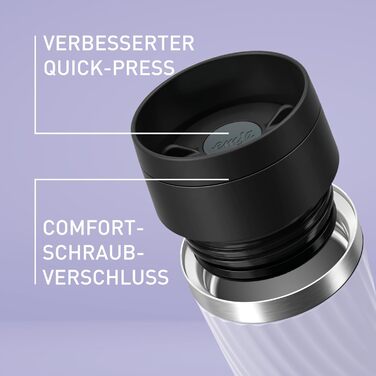 Термокружка Emsa Travel Mug Classic Twist 0.36 л, лавандова, з кришкою Quick-Press, для гарячих та холодних напоїв