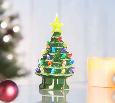 Декоративна різдвяна ялинка infactory керамічна LED 19 см зелена