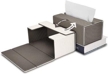 Коробка для косметичних серветок KINGFOM, коробка для серветок зі штучної шкіри коробка для серветок для офісу, їдальні, ванної кімнати - синій/абрикосовий, - чорний / білий, (сірий/білий візерунок, прямокутний)