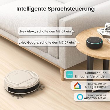 Робот-пилосос LEFANT M210P, супертонкий робот-пилосос, потужність всмоктування 2200 Па, час роботи 120 хв, Wi-Fi, оптимізований для килимів, шерсті домашніх тварин, твердої підлоги, робот-пилосос із зарядною станцією, сіре шампанське M210P Champagne Grey