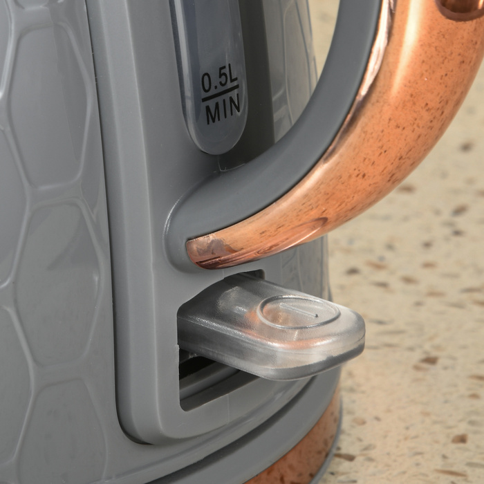 Набір 2-в-1 для кухні: тостер та чайник, декілька кольорів, об'єм 1,7 л, одночасно до 4 тостів, пластик, сірий