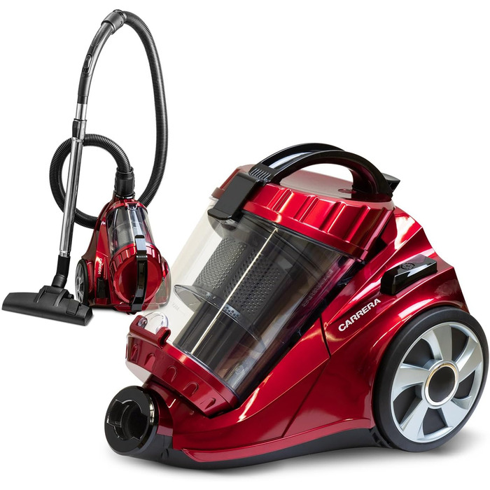 Пилсос Carrera з HEPA-фільтром, 800W, червоний – пилосос для підлоги з кабелем, компактний