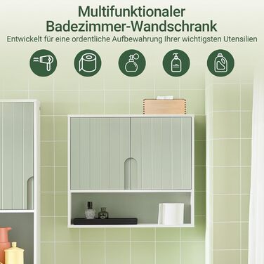 Підставка під раковину SoBuy 60 см, тумба для ванної кімнати з регульованою полицею, шафка під раковину, меблі для ванної кімнати, тумбочка для гостьового WC 60x30x60 см, BZR139-GR (60 x 15 x 54 см)