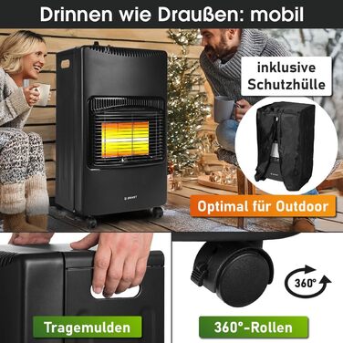 Газовий нагрівач BRAST Vulkan 4200W з керамічним нагрівачем | 3 режими нагріву | з захисним кожухом, редуктором, шлангом та індикатором рівня газу | складний та мобільний | для балонів до 15кг | газовий нагрівач, обігрівач, нагрівальний прилад