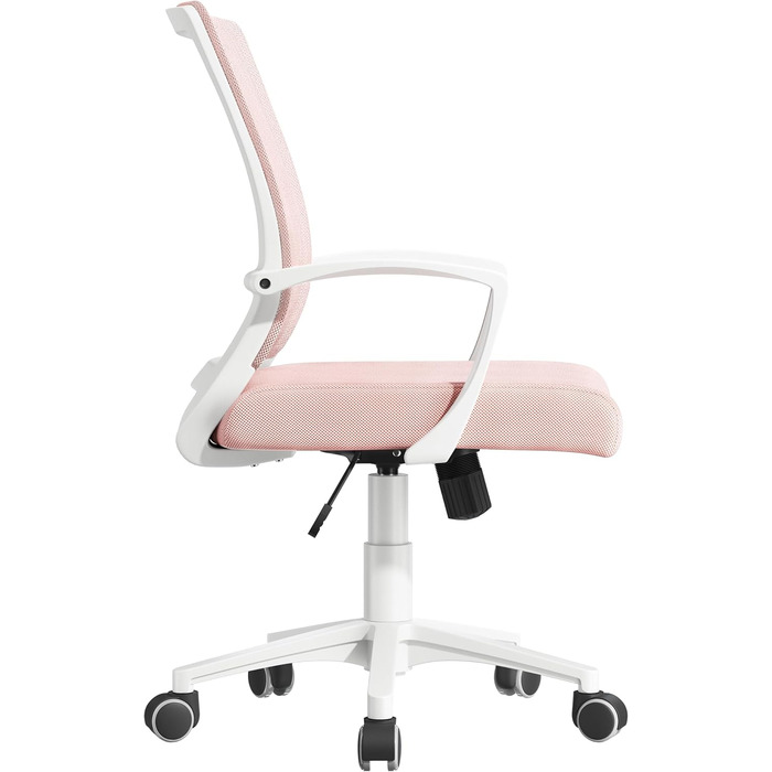 Офісний стілець Yaheetech ергономічний з сітчастою спинкою, регульований, з підлокітниками, до 136 кг (Рожевий)