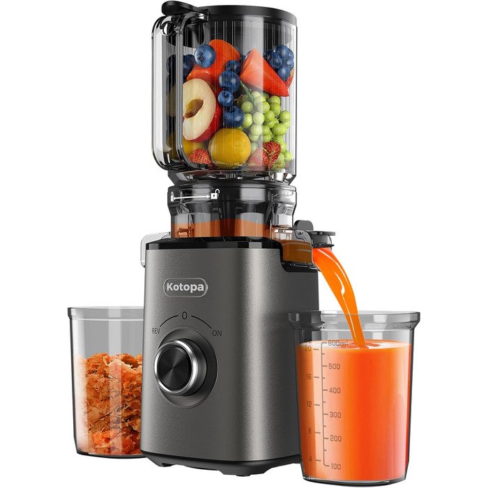 Електричний соковитискач для овочів та фруктів, Slow Juicer, сірий (120 мм, 600 мл)