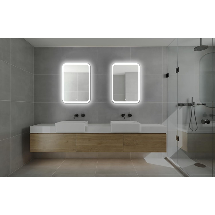 Дзеркало для ванної кімнати Home Glow 50x70 см з LED підсвічуванням, сенсорним вимикачем та округлими кутами