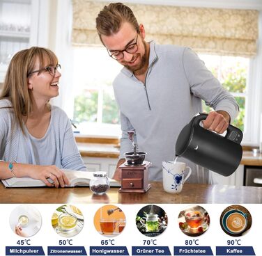 Електричний чайник Bear 1.7L з нержавіючої сталі 304, 11 температурних режимів, 1800W, захист від сухого кипіння, LCD дисплей, точне регулювання температури (40°C-100°C), BPA Free