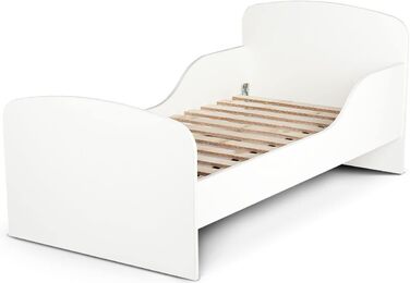 Дерев'яне ліжко Leomark з функціональністю - дитяче ліжко з матрацом, бортиками та ламелями, розмір спального місця 70/140 см, принт UV (Мій кінь)