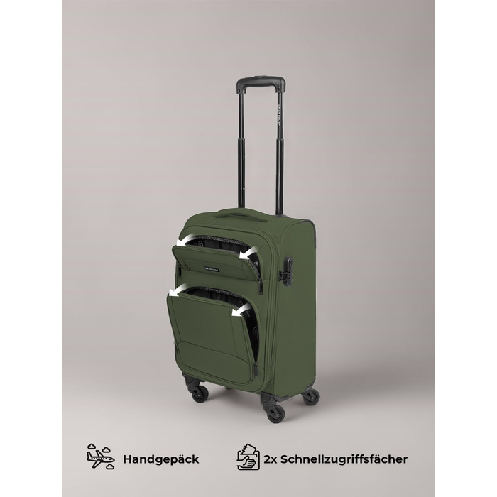 Набір валіз Smartbox 3-в-1 для жінок та чоловіків | Легкі та міцні валізи-ролики, якісний softcase, 4 колеса та кодовий замок | Розширювані | Колір: Slate-green (S 56 см)