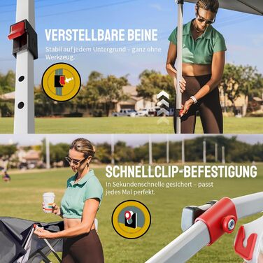 Павільйон CROWN SHADES 3x3: Водостійкий, стабільний, зимостійкий, захист від сонця UV 50+, для кемпінгу, саду та відпочинку. Сірий в клітинку.