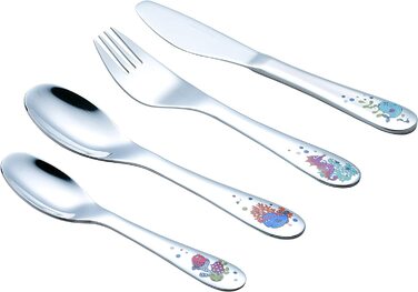 Набір дитячого посуду Exzact з нержавіючої сталі (6 шт.) - миска, тарілка, ніж, виделка, ложка для чаю, столова ложка - подарункова коробка