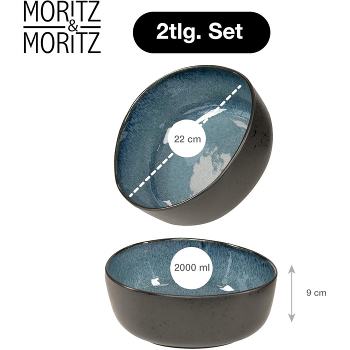 Набір посуду Moritz & Moritz ORGANIC на 6 осіб (18 предметів) - Елегантний набір тарілок з якізного каменю. Включає: 6 тарілок для вечері, 6 десертних тарілок, 6 супових тарілок, 2 сервіровочні миски (Блакитний)
