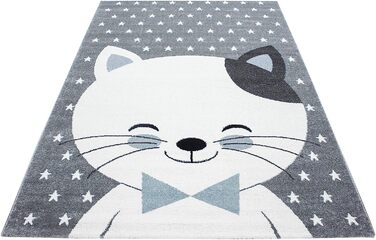 Дитячий килим з малюнком милої кішки, круглий килим, що не вимагає особливого догляду, Килимки для дитячої, дитячої або ігрової кімнат, Розмір Колір сіро-рожевий (200 х 290 см, синій)