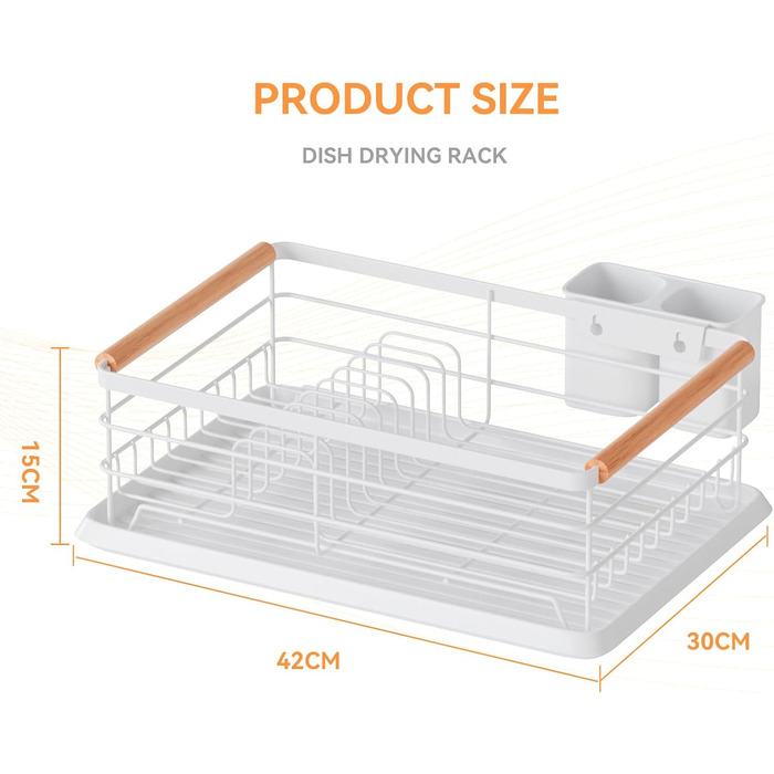 Сушарка для посуду BRIAN & DANY з піддоном, 42x30x15 см, біла