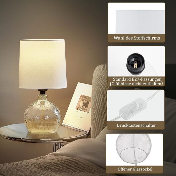 Настільна лампа GyroVu з ротангу, 2 шт. в наборі, Бохо стиль, цоколь E27, для спальні, вітальні, читання