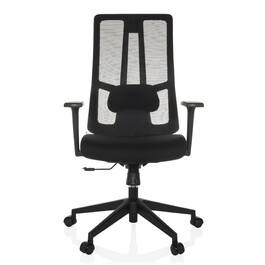 Офісне крісло / Крісло з поворотним механізмом TRAMORE BASE з тканиною для сидіння / сіткою для спинки, чорного кольору, hjh OFFICE