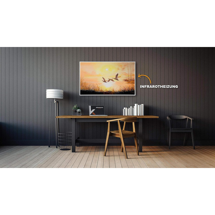 Інфрачервова панель обігріву Bild з термостатом, 130W, захист від перегріву, гарантія 5 років, картина 
