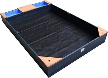 Дерев'яний пісочниця AXI Kelly з лавкою, куточком для сидіння та контейнерами, 180x115 см (Антрацит, Коричневий)