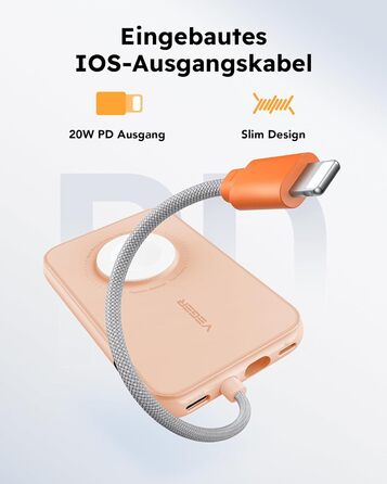 Вт PD, 5000 мАг, кабель Apple, Apple Watch зарядка, USB-C, LED-дисплей, рожевий, 20