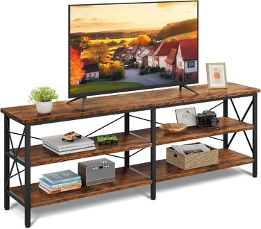 Тумба під телевізор WLIVE TV Schrank - 160 x 36 x 61 см, для телевізорів до 70 дюймів, з відкритими полицями, для вітальні та спальні, в стилі Vintage Braun