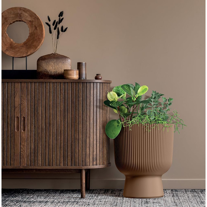 Квітчар з підставкою, пластиковий горщик для квітів, великий горщик для рослин (DBMIS Антрацит, діаметр 40 см)