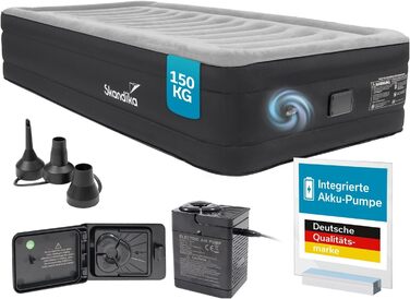 Надувна матрац Skandika Sveja Flex | Самостійно надувний матрац для кемпінгу, 204x151x43 см, 300 кг, з USB-помпою