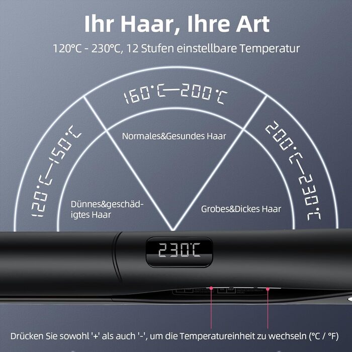 Випрямляч для волосся Dekuri 2-в-1 з насадкою для локонів, з титановою пластиною, швидкий нагрів 30с, LED дисплей 120-230°C, іонізація, для жінок, чорний