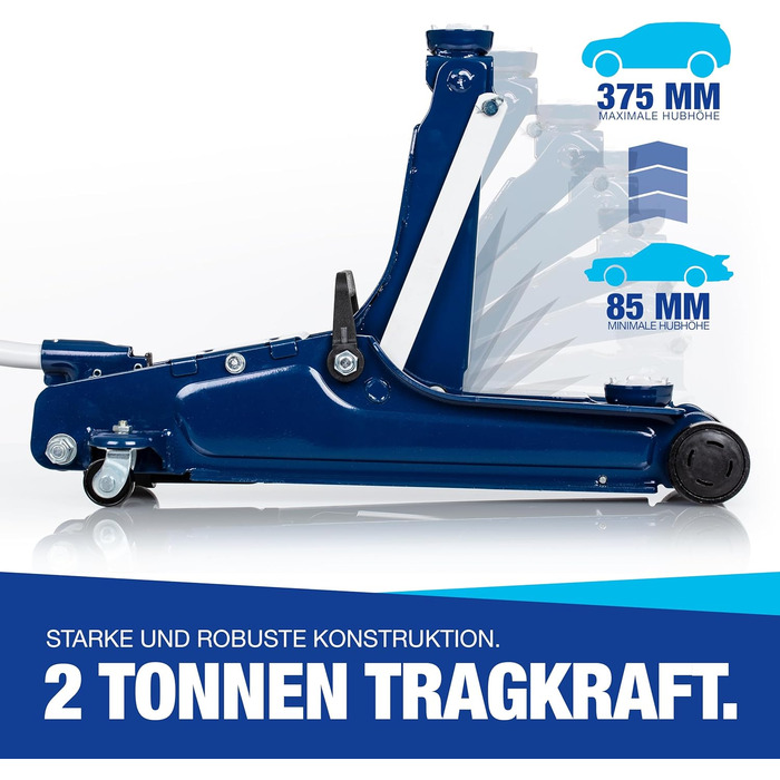 Гідравлічний домкрат NTG 2T для легкових авто та занижених транспортних засобів, 85-375 мм, вантажопідйомність 2000 кг