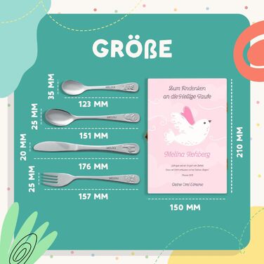 Набір дитячого столового прибору Maverton Kinderbesteck з гравіюванням + дерев'яна коробка з надруком - з тваринами - з нержавіючої сталі - коричневий - подарунок для дівчинки на день народження, хрещення, народження - різдвяні подарунки - плюшевий ведмед