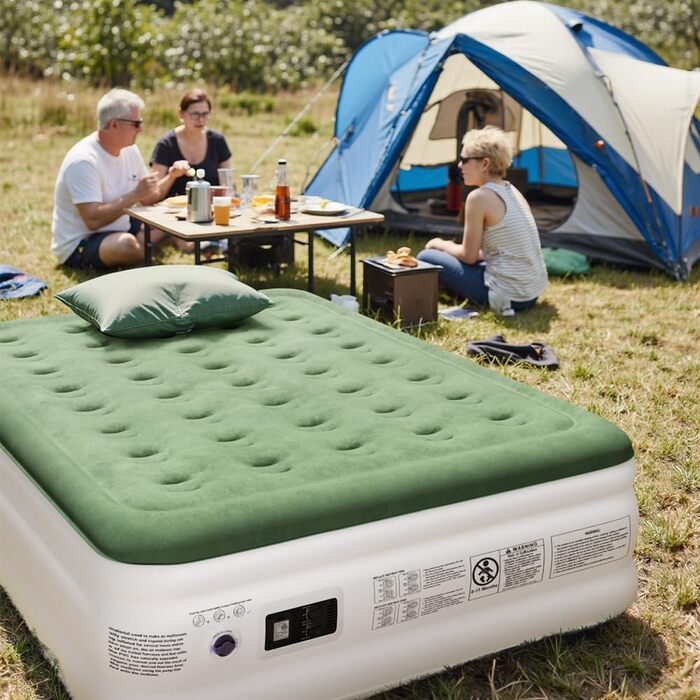 Надувний матрац для двох осіб 203x152x40 см з електричним насосом, самонадувний, для дому