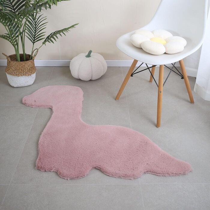 Дитячий килимок Dino Design Маленький килимок зі штучного хутра - волохатий пухнастий килимок для дитячої дівчинки та хлопчика Надзвичайно м'який килимок, який можна прати - Килимок для дитячої кімнати (80x100 см, рожевий)
