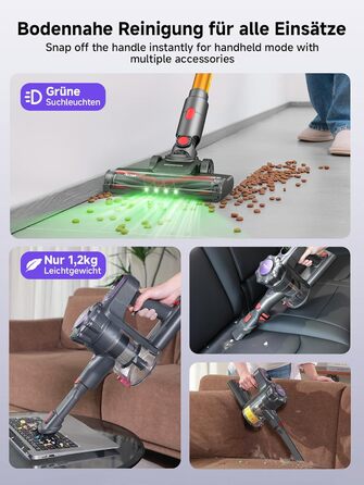 Бездротовий акумуляторний пилосос MONSGA з великою потужністю 45000Pa, до 50 хвилин роботи, дисплеєм, антизаплутана насадка, самостійна парковка, настінна зарядка, 8-шарова фільтрація, безщітковий двигун, для твердих поверхонь, килимів, шерсті тварин та а