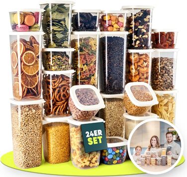 Контейнери для зберігання Uandu з кришкою, герметичні - набір 24 шт. | Органайзери для кухні | Без BPA | Для сухих продуктів
