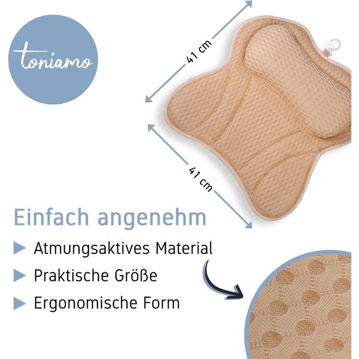 Преміум подушка для ванни з підголовником та підтримкою шиї | Ергономічна подушка для ванни з присосками | Синій (Sandy)