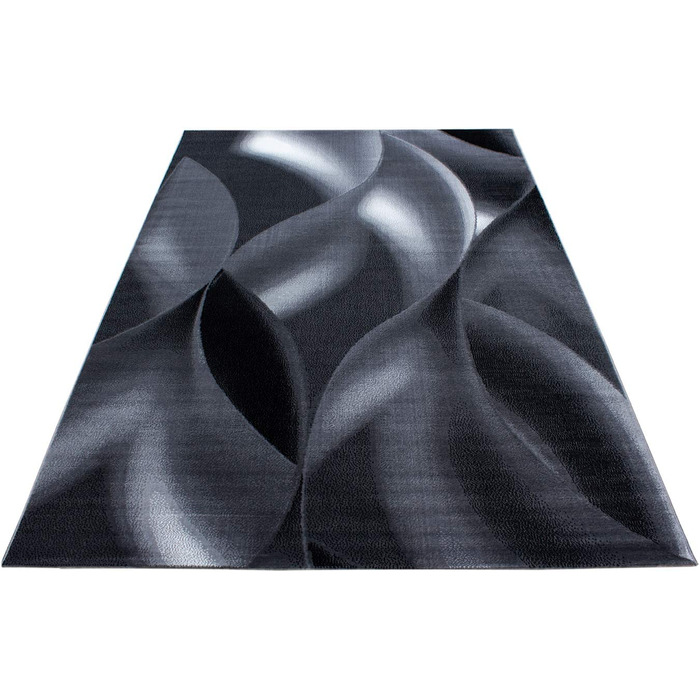 Домашній килим з коротким ворсом, килим для вітальні з візерунком тіней, світло-сірий в дрібну клітку, Розмір (120x170 см, чорний)