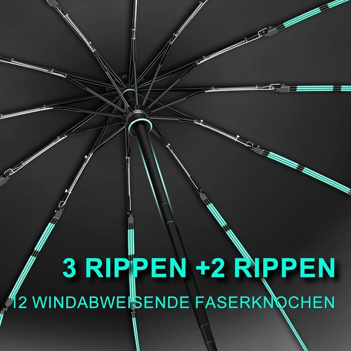 Штормонепроникна складна парасолька, 12 ребер, складна, для дощу та сонця, автомобіль, гольф, чоловіки та жінки, чорна