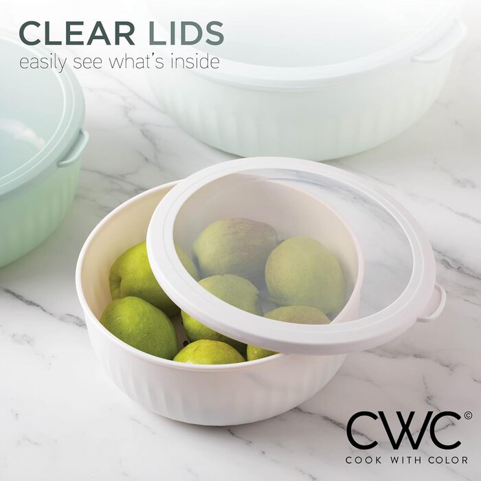 Набір мисок COOK WITH COLOR 12 шт. з кришкою, блакитно-зелений, широкі та глибокі, з можливістю складання, пластик