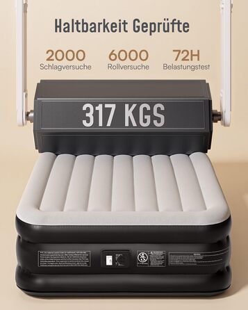 Надувний матрац Airefina для 2 осіб з вбудованим насосом, самонадувний, 190x137x46 см, для дому та кемпінгу