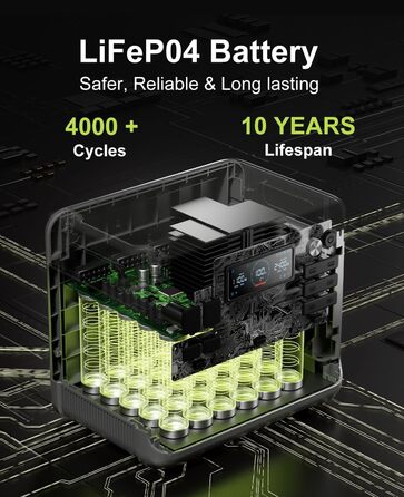 Портативна електростанція FOSSiBOT F2400: 2048Wh LiFePO4, 2400W (4800W пік), 230V, 3 виходи AC, сонячний генератор для дому, кемпінгу та резервного живлення