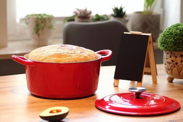 Чавунна голландська духовка з емалевим покриттям, чавунна каструля, жаровня з кришкою, кругла Хлібниця для випічки, для духовок