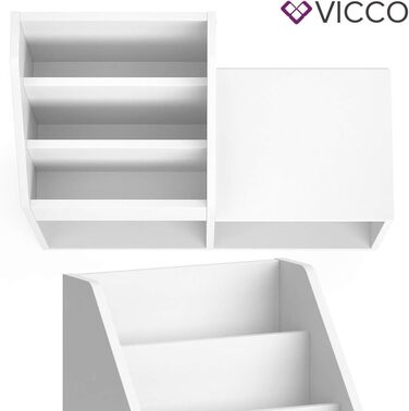 Дитяча полиця Vicco Luigi Білий лоток для іграшок Книжкова шафа для зберігання Полиця для коміксів для дітей (біла (лавка 2 відділення), без відкидних коробок) Біла без відкидних коробок
