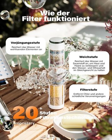 Фільтр для душу Cobbe з шлангом, високонапірна ручна лійка з 20-ступеневою фільтрацією, економна лійка з 6 режимами розпилення, дощова лійка для жорсткої води (чорний матовий)