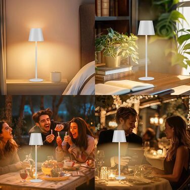 Дві бездротові LED-лампа настільні, перезаряджувані, 3000K та RGB, USB-C, 5500mAh, вологостійкі (Білий, 2 шт.)