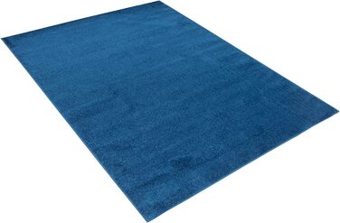 Флоридський килим TAPISO з коротким ворсом для спальні, вітальні, дитячої, підліткової спальні, світлий однотонний сучасний дизайн, Екотекс (160 х 220 см, синій)