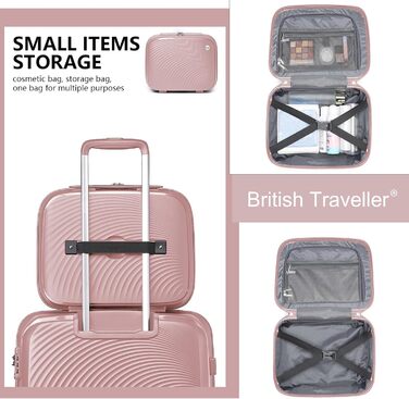 Жорстка валіза British Traveller велика 4 колеса TSA Lock 76x49.7x30см (рожевий, S)