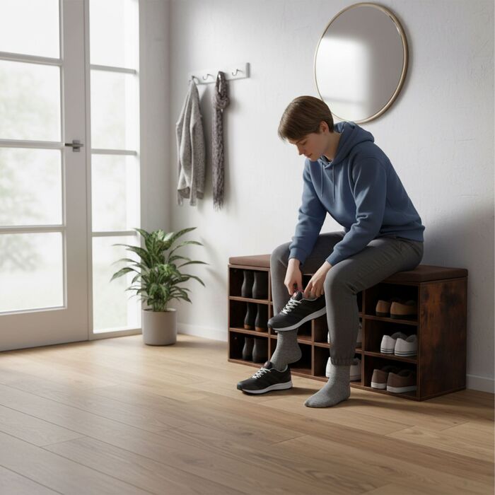 Підставка для взуття Relaxdays з м'яким сидінням та відкритими полицями